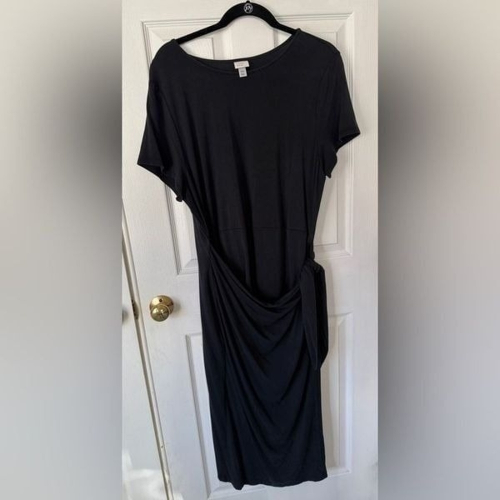 A NEW DAY Black Jersey Faux Wrap Red Dress SZ XXL